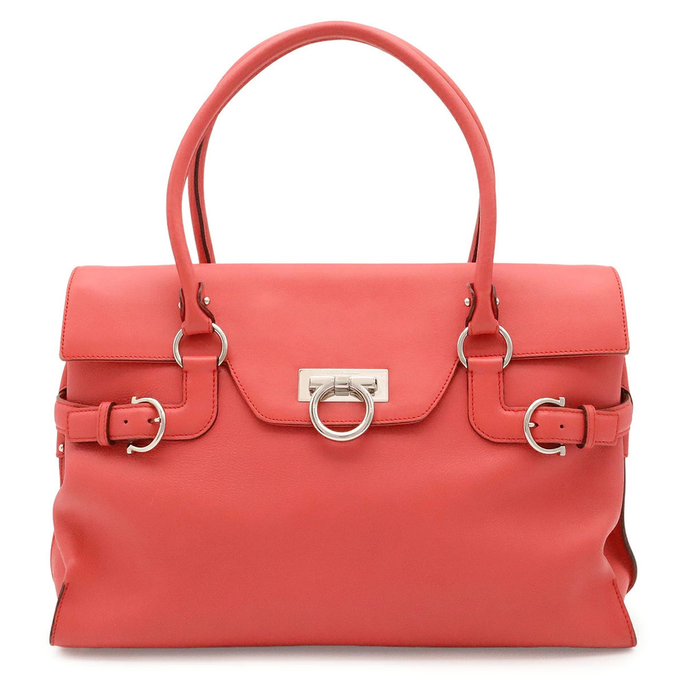 Salvatore Ferragamo Gancini Tote Bag Shoulder Leather Pink